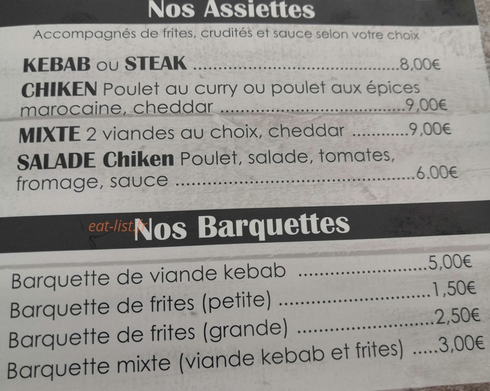 La Suze Kebab — carte page 4