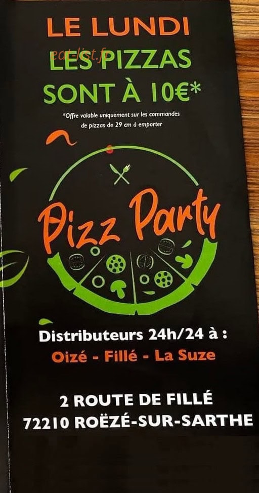 Pizza Party — carte page 1