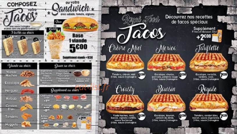 Royal food — carte page 1