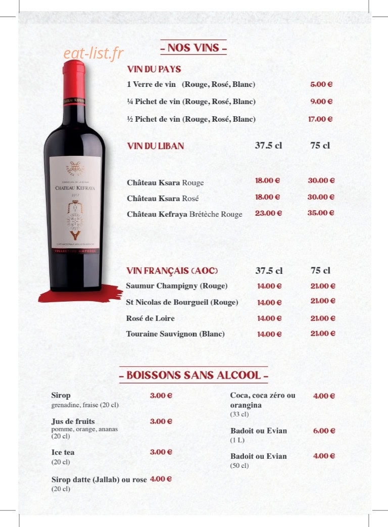 Le Libanais — carte page 5