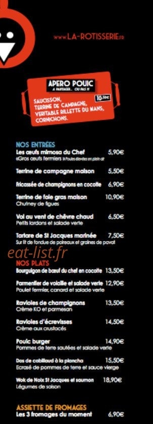 La Rotisserie — carte page 1
