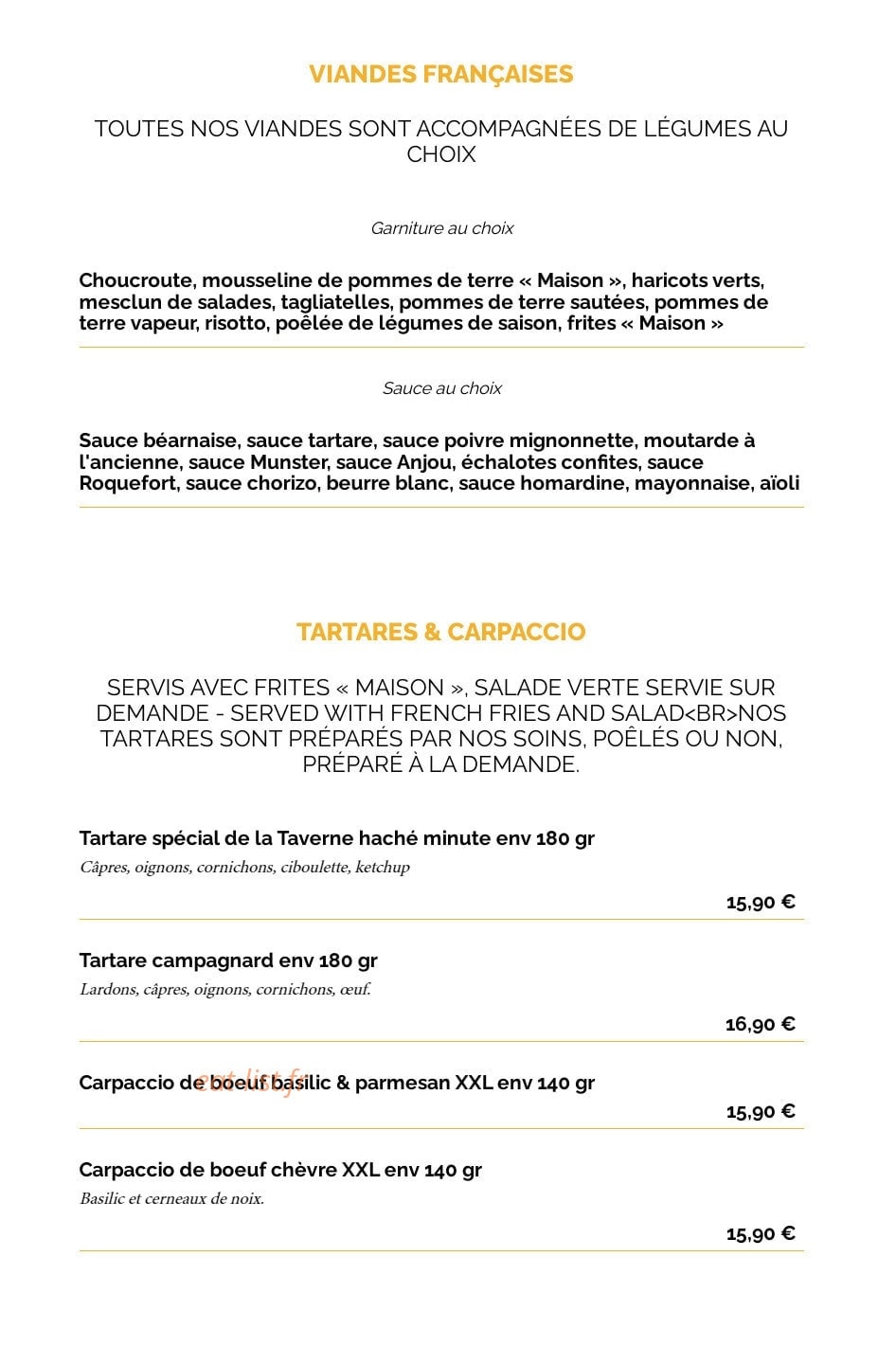 La Taverne Le Mans — carte page 8