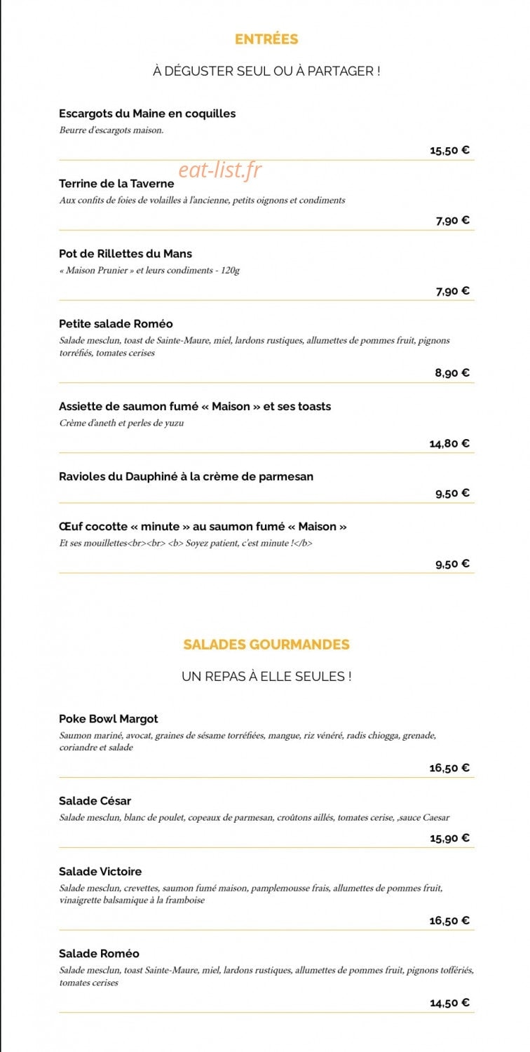 La Taverne Le Mans — carte page 2