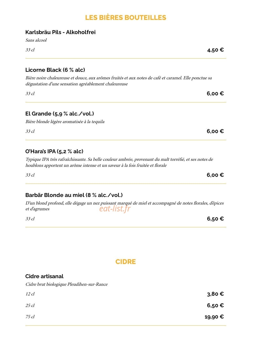 La Taverne Le Mans — carte page 23