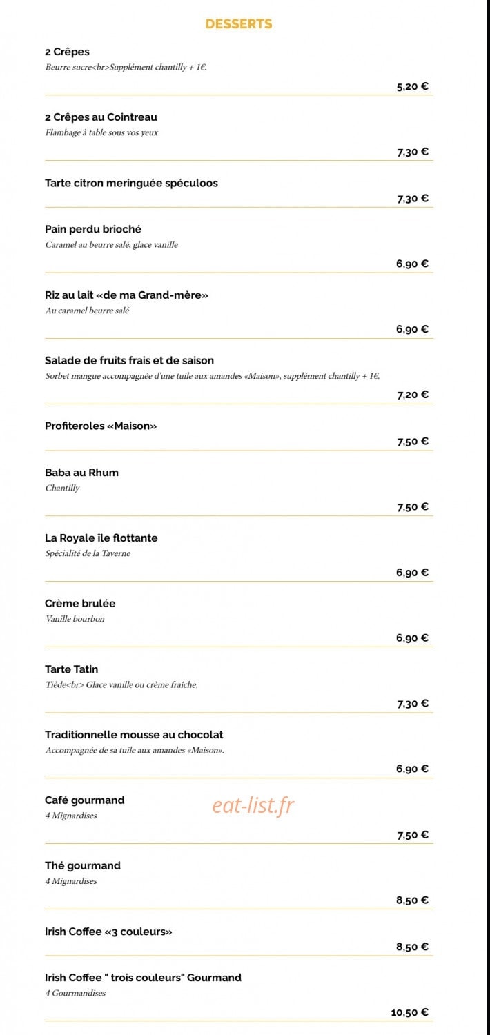 La Taverne Le Mans — carte page 13