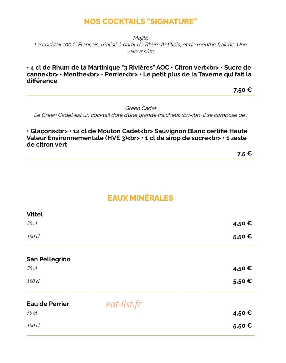 La Taverne Le Mans — carte page 25