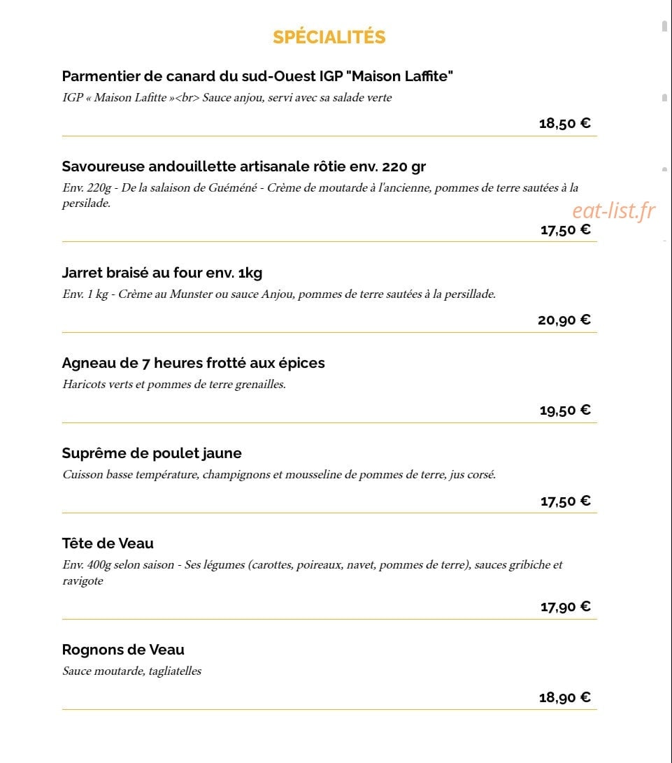 La Taverne Le Mans — carte page 6