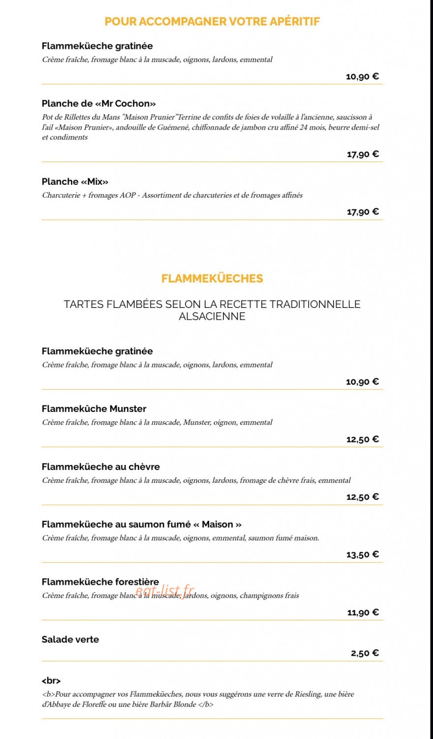 La Taverne Le Mans — carte page 1