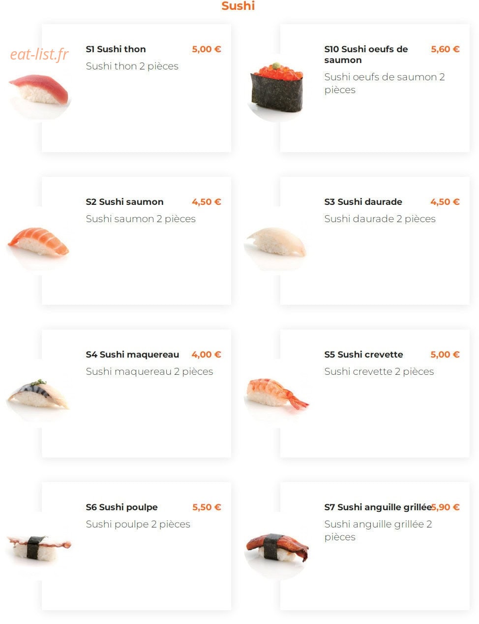 To sushi — carte page 2