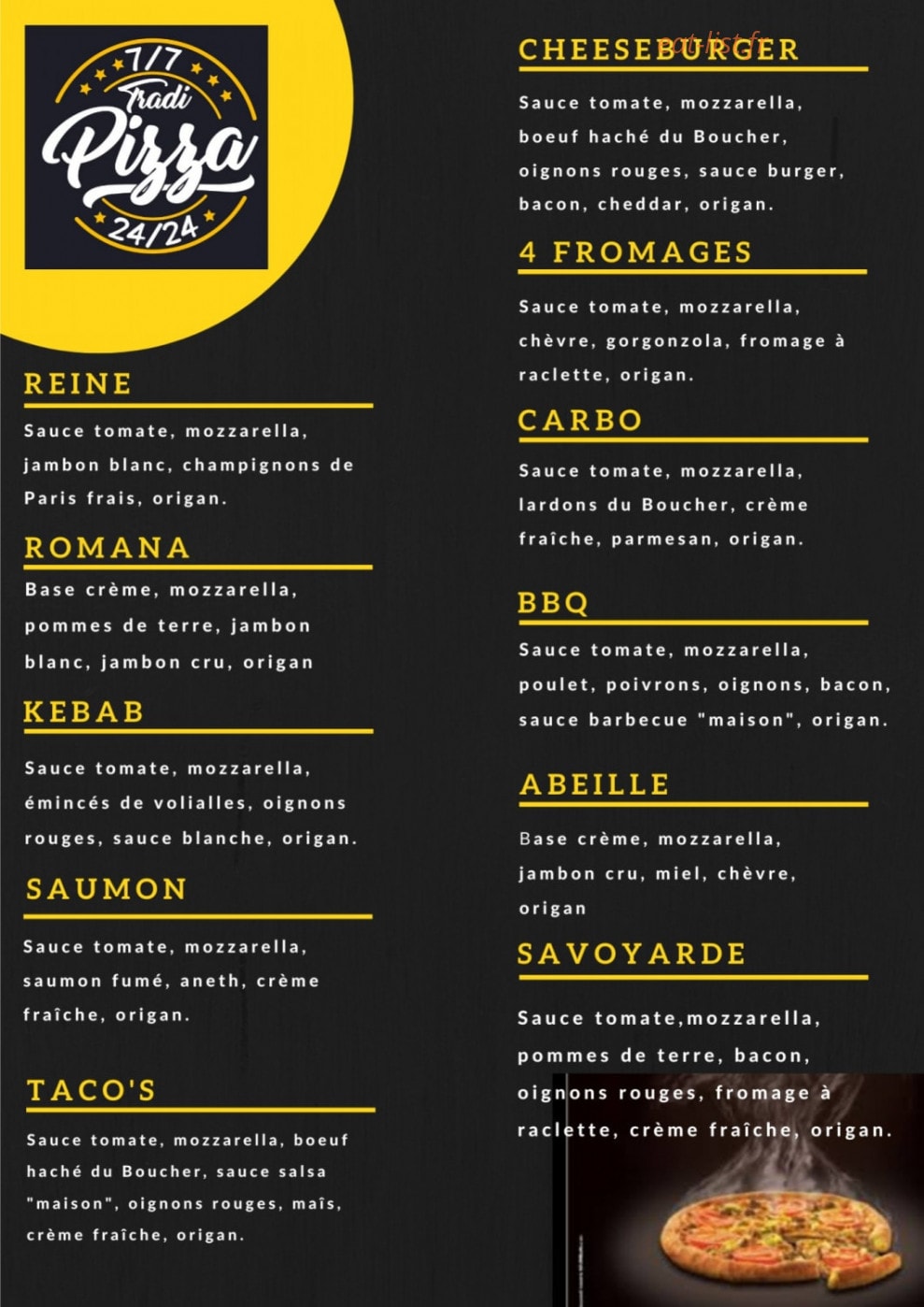 Tradi' Pizza — carte page 1