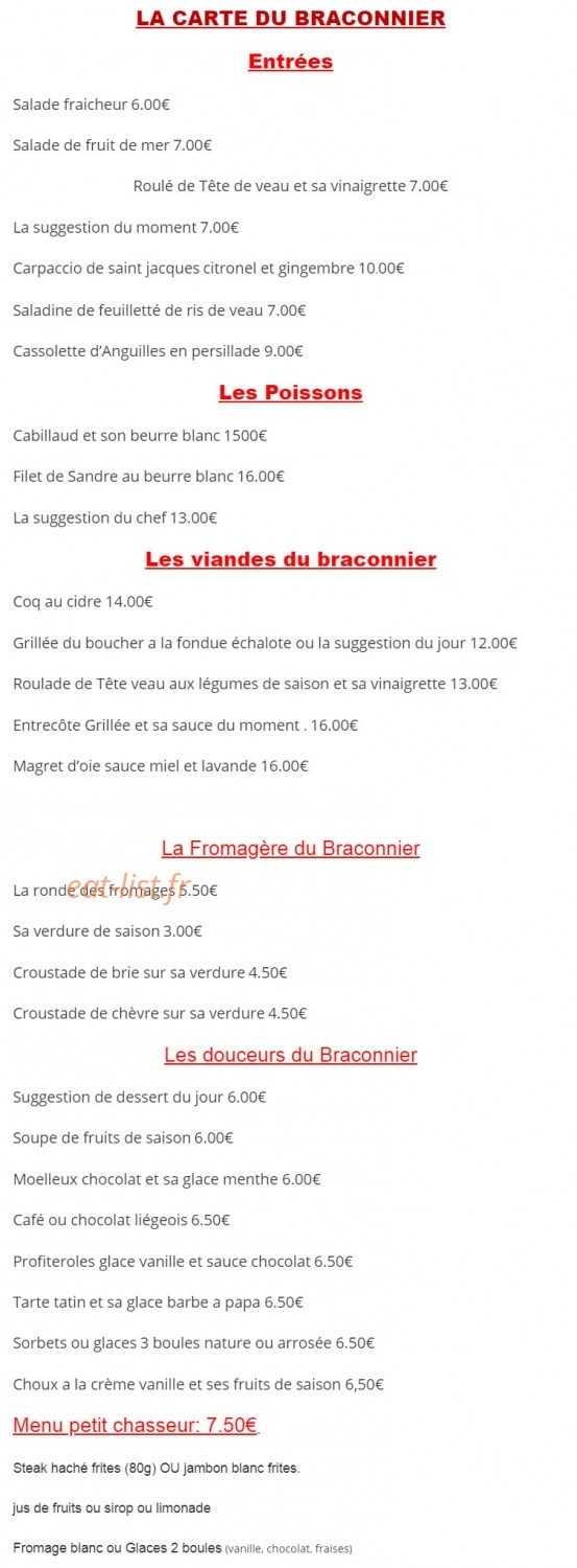 Auberge du braconnier — carte page 4