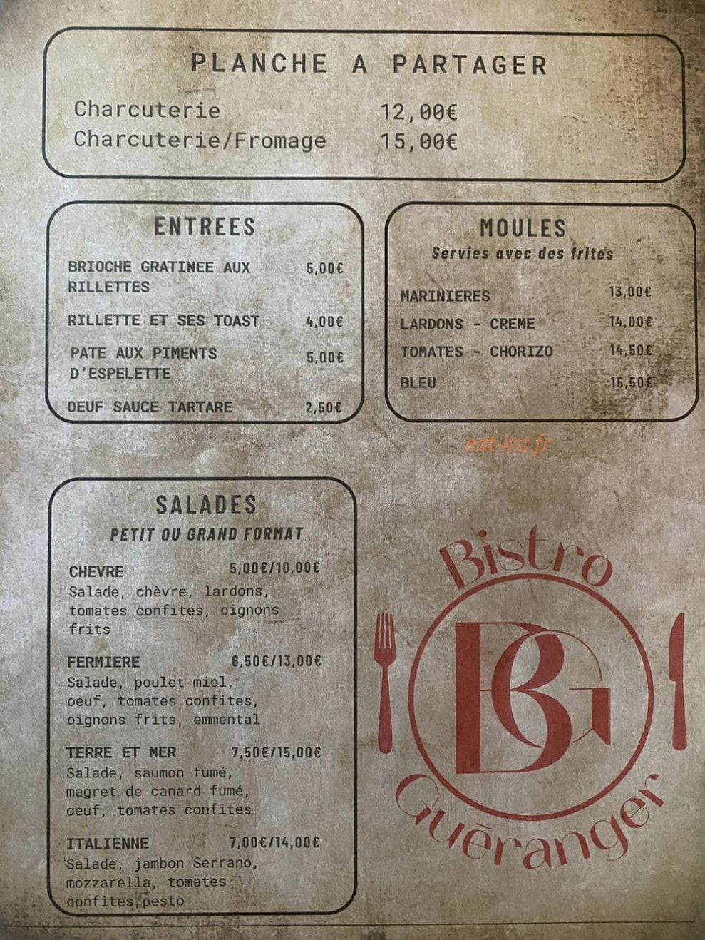 Bistro Gueranger — carte page 1