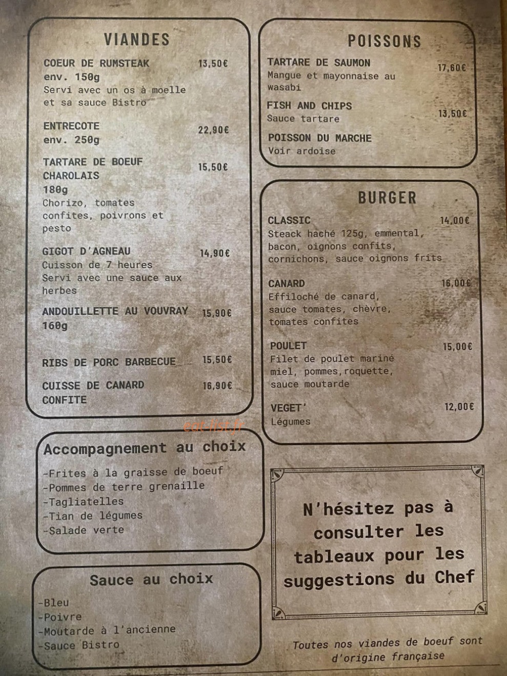 Bistro Gueranger — carte page 2