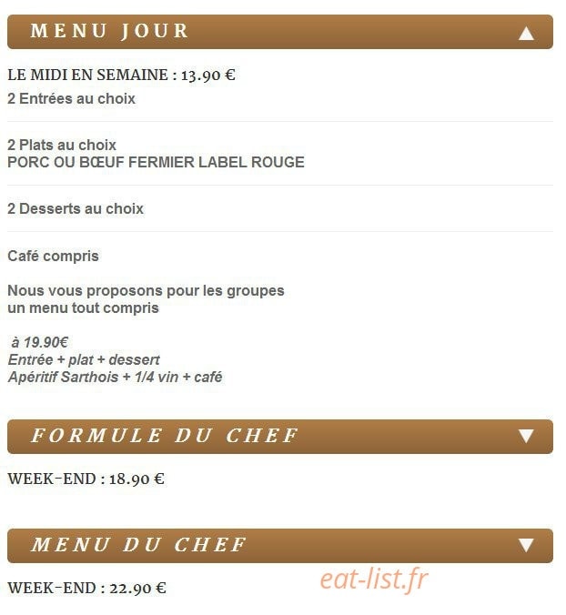 Le Boeuf Fermier — carte page 2