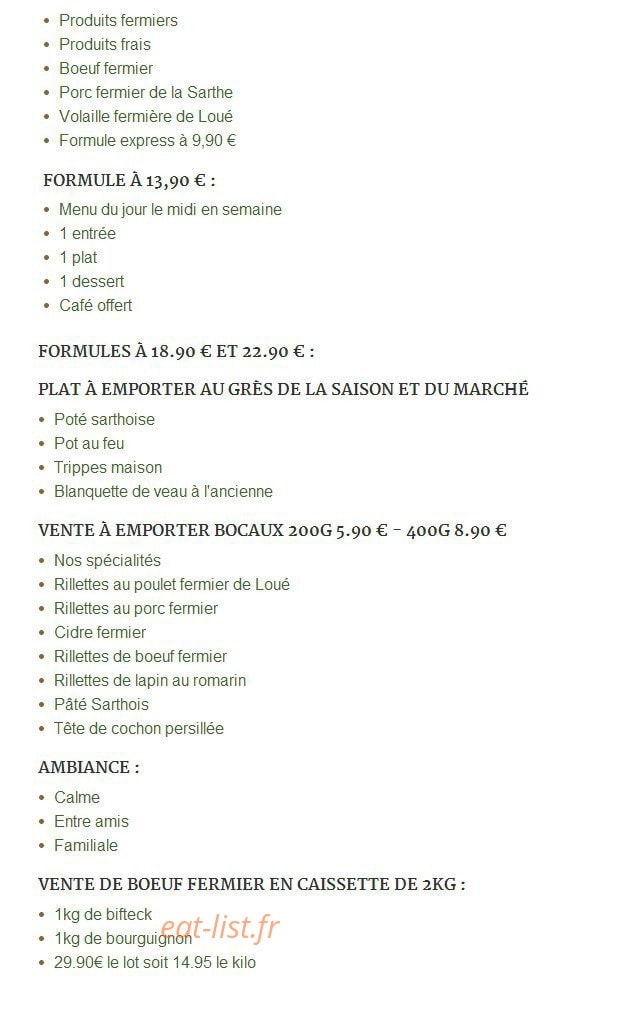 Le Boeuf Fermier — carte page 1