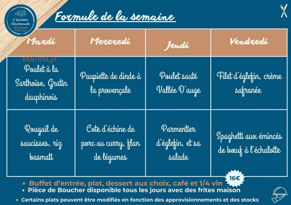 L'Evasion Gourmande — carte page 1