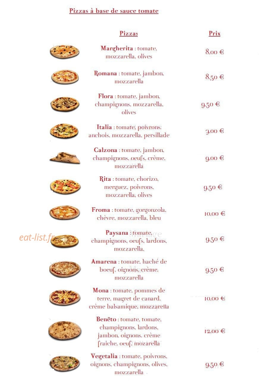 Pizza Benêto — carte page 1