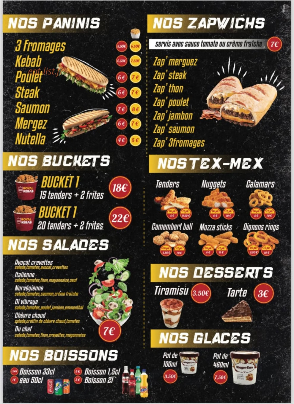 Royal kebab Pizza — carte page 3