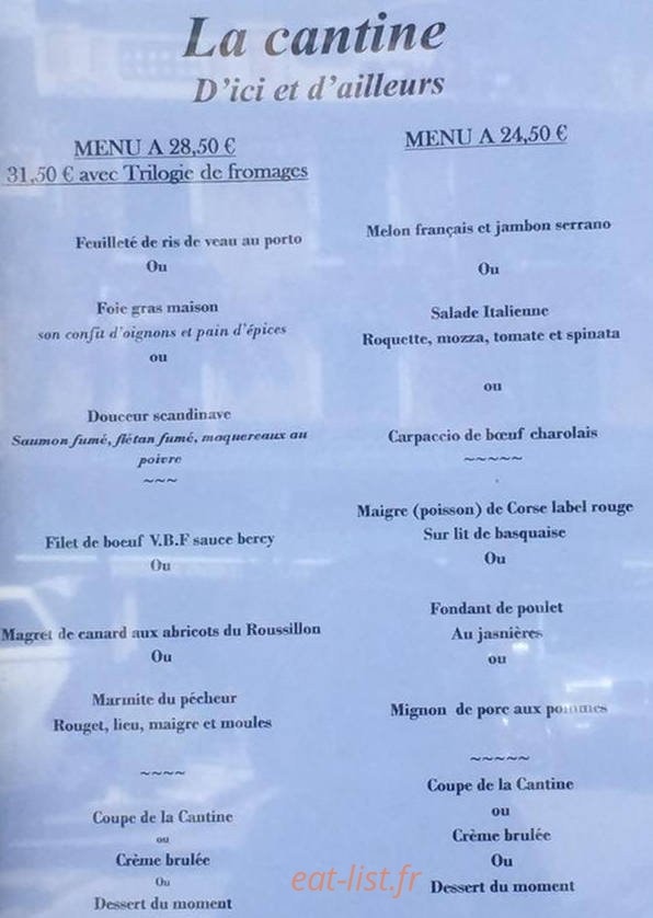 La Cantine — carte page 1