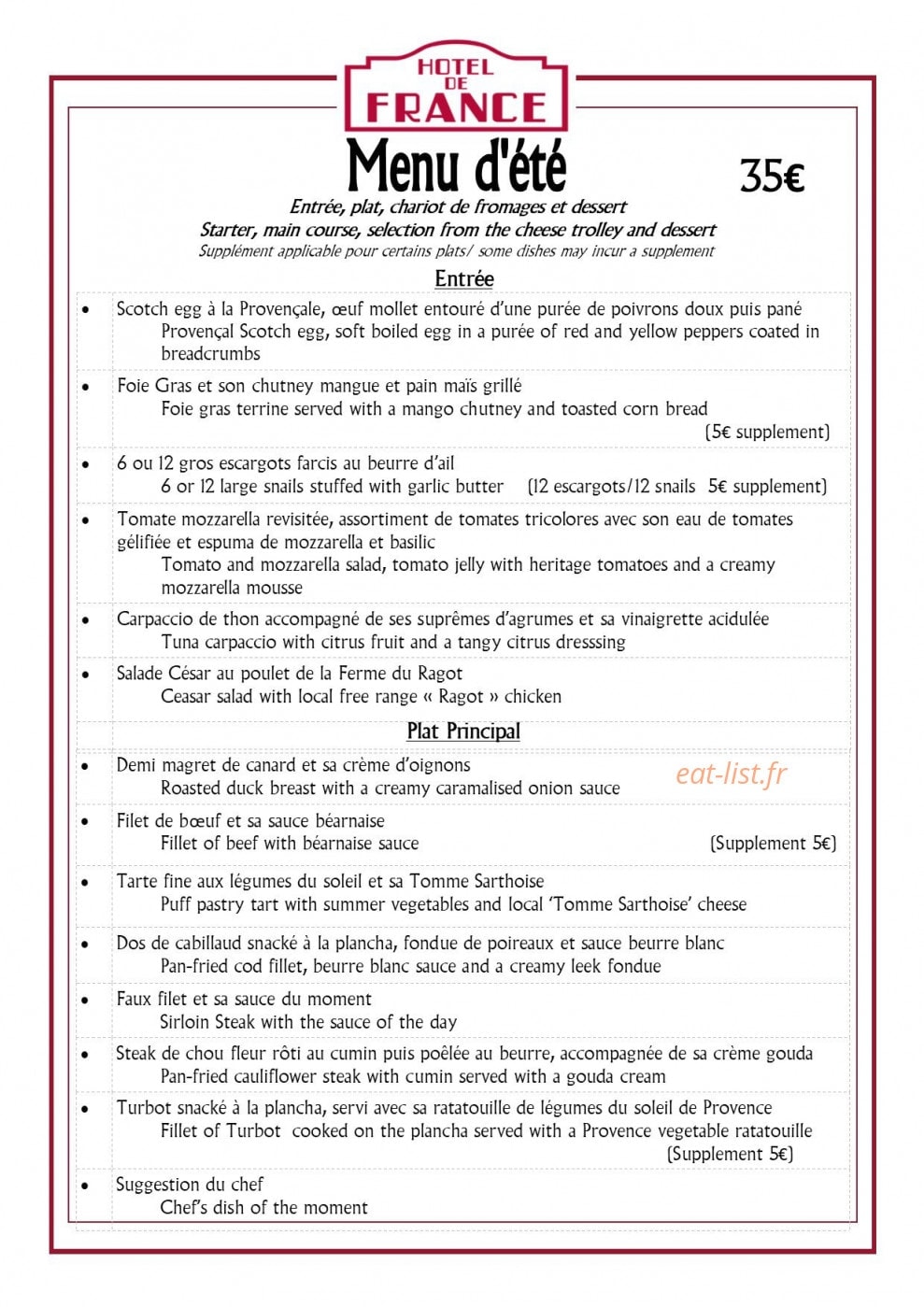 Le Relais de Ronsard — carte page 4