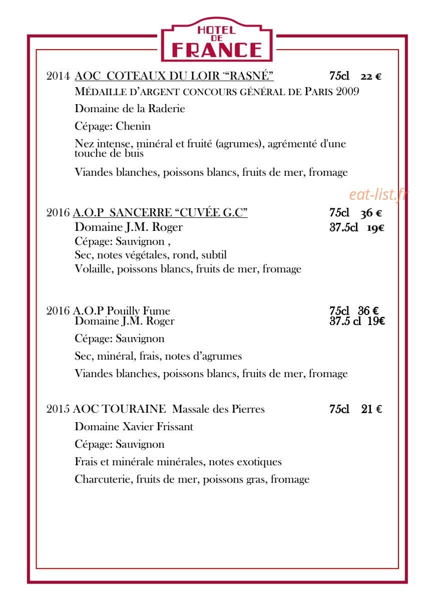 Le Relais de Ronsard — carte page 8