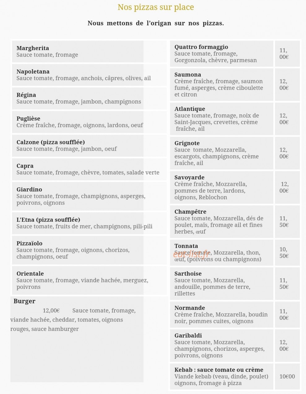 Restaurant La Grignote — carte page 4
