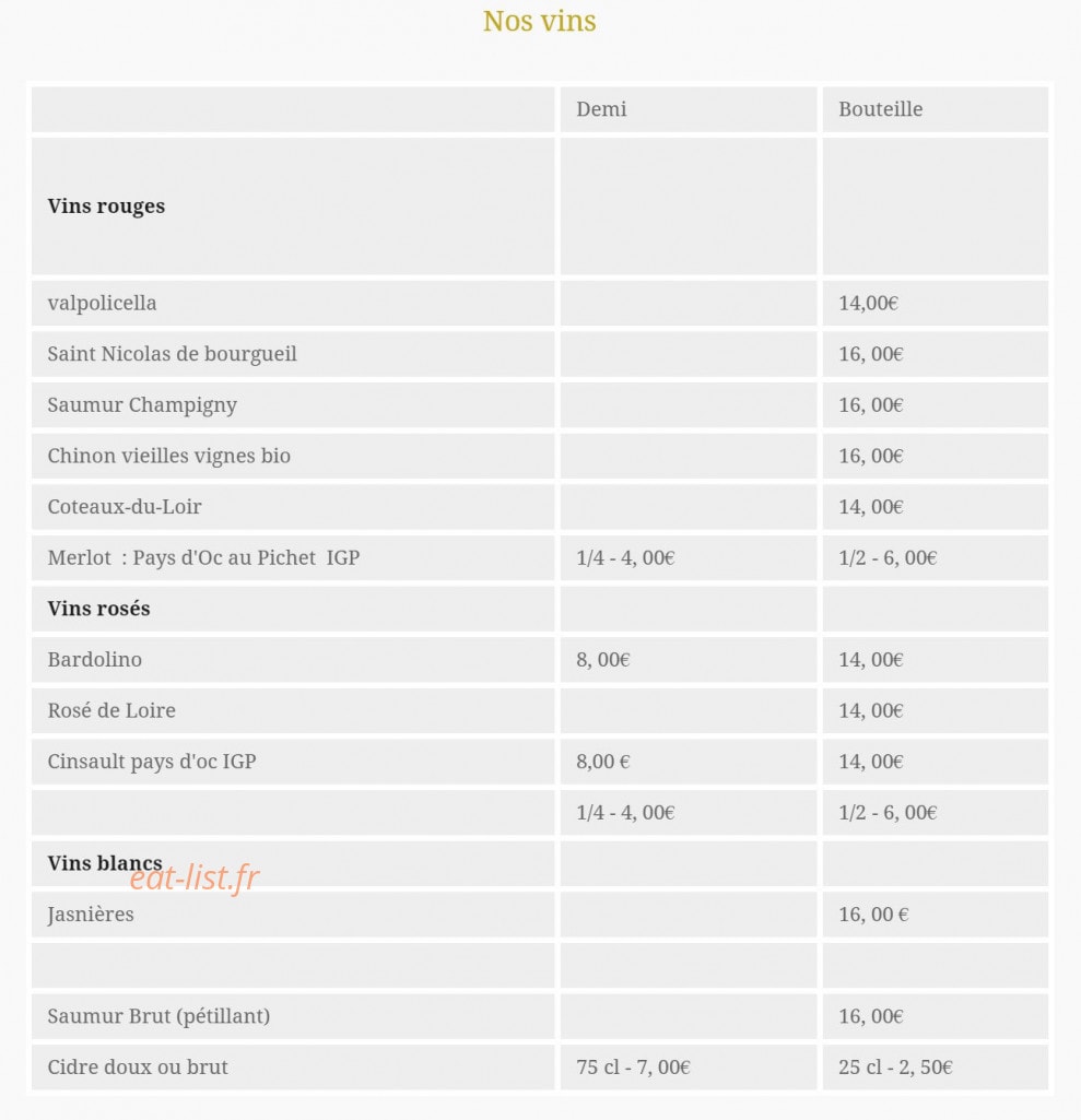 Restaurant La Grignote — carte page 7