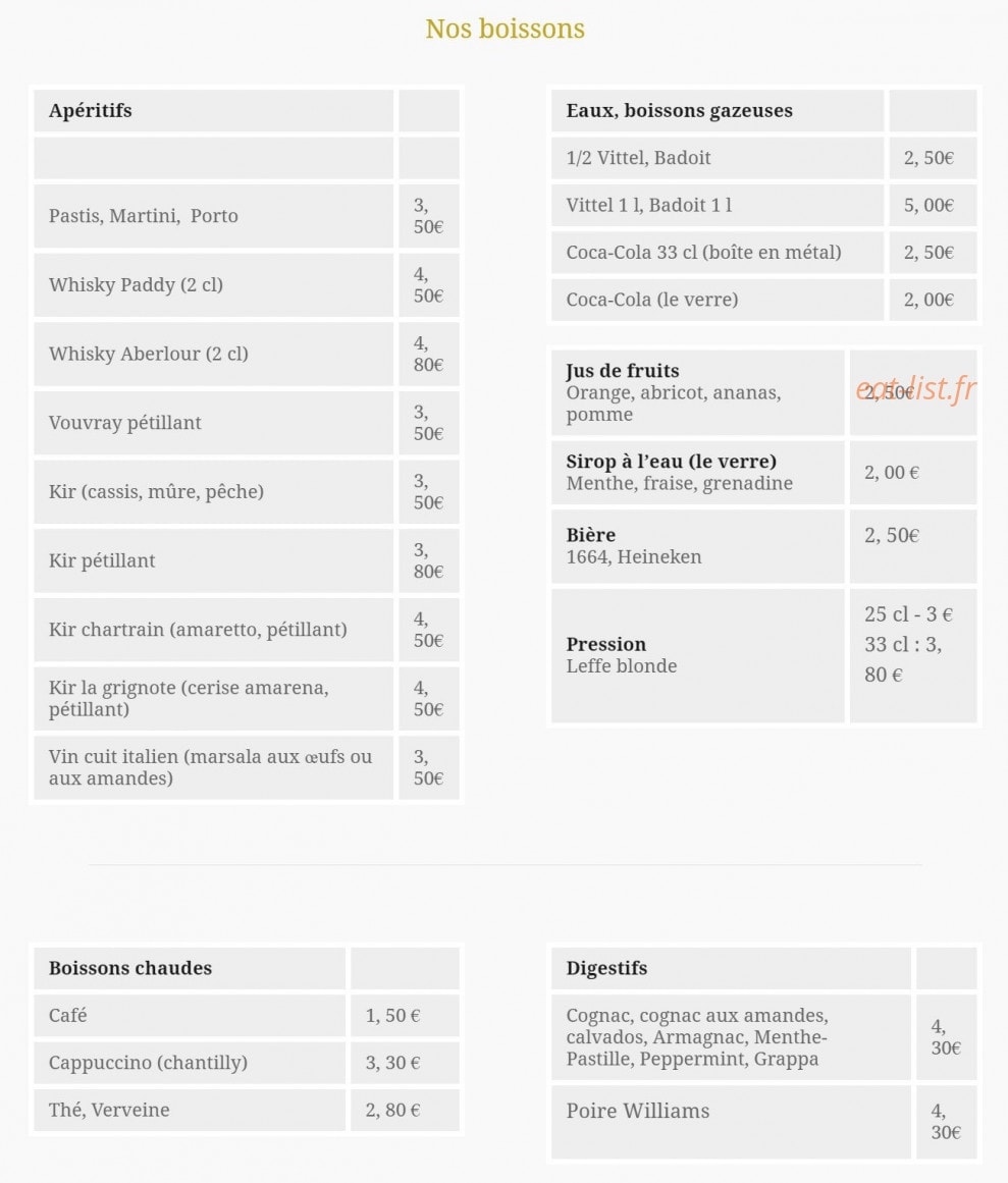 Restaurant La Grignote — carte page 6