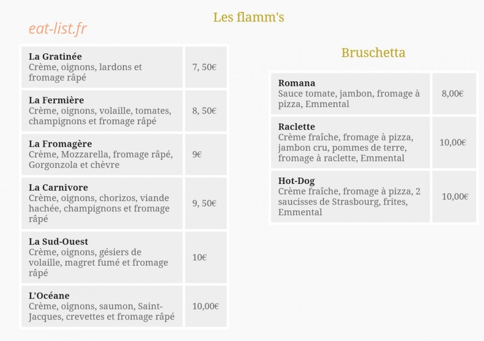 Restaurant La Grignote — carte page 5