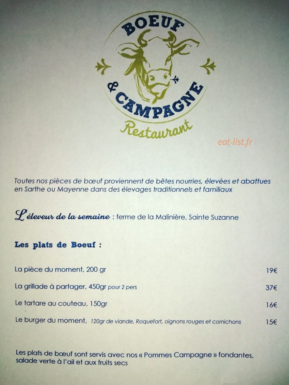 Boeuf & Campagne — carte page 2
