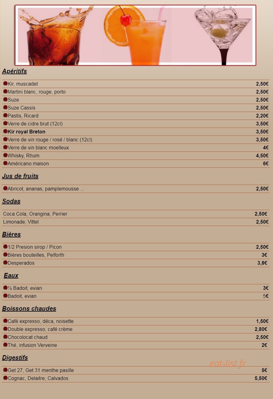 Restaurant De La Place — carte page 2