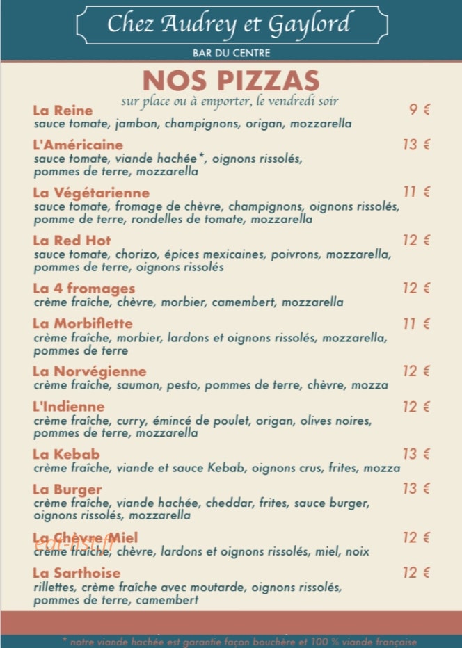 Bar du Centre — carte page 1