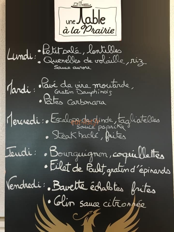 Une table à la prairie — carte page 1