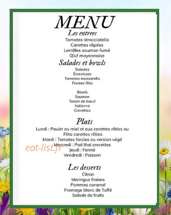 Comme à la Maison — carte page 1