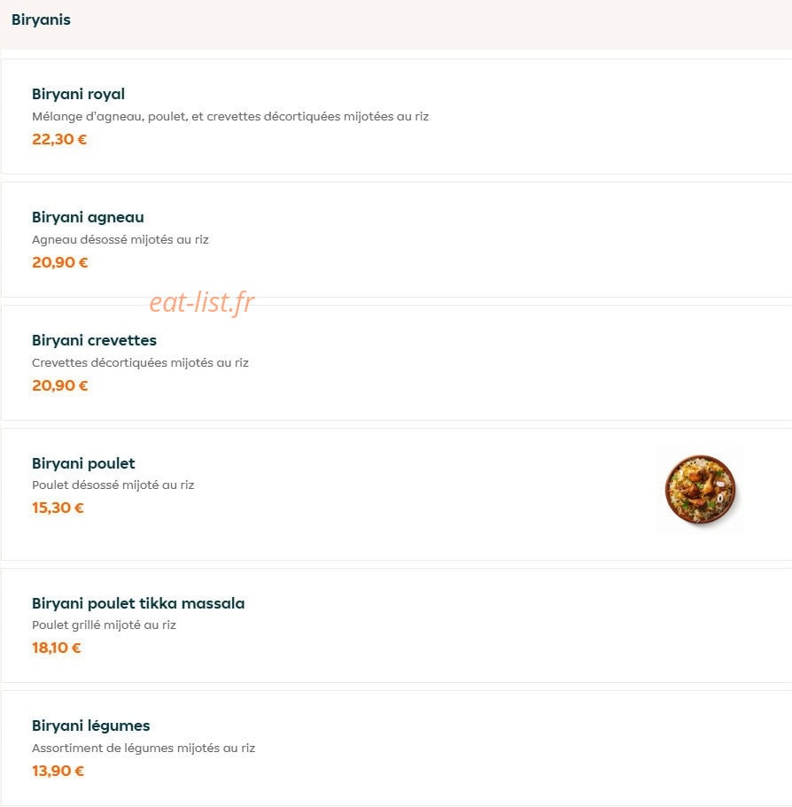 Fast Biryani — carte page 5