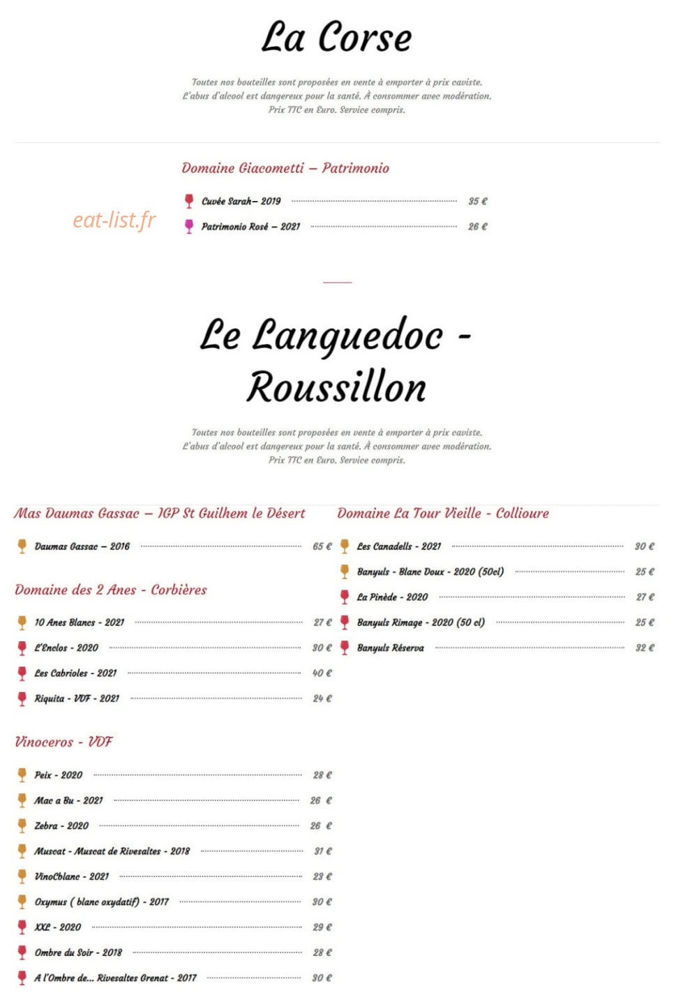 Rest'O Vin — carte page 10