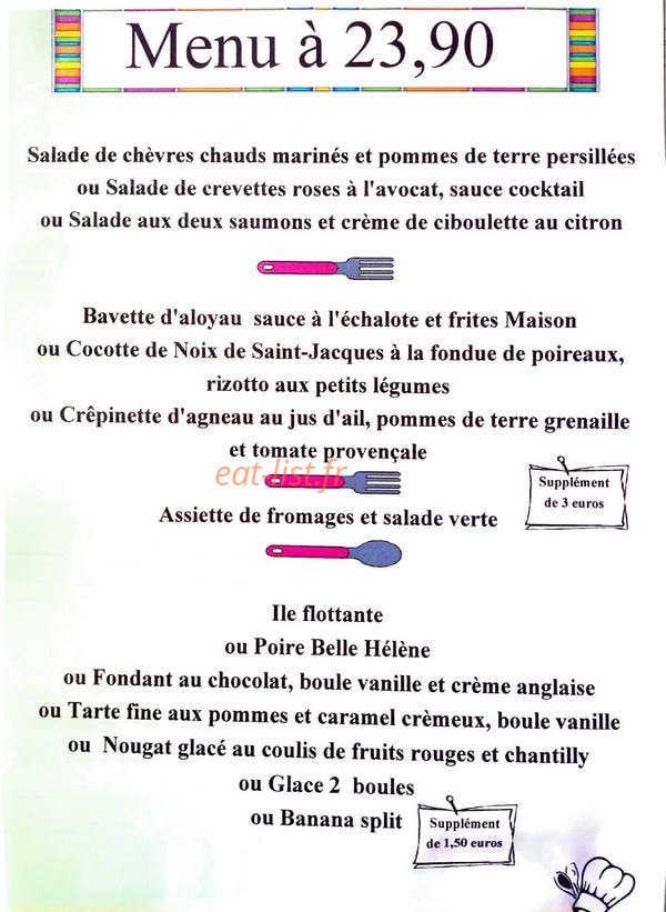 Auberge de la Rose — carte page 1
