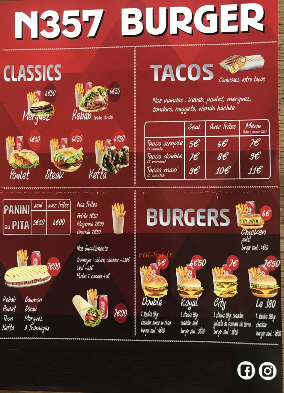 N357 Burger — carte page 1