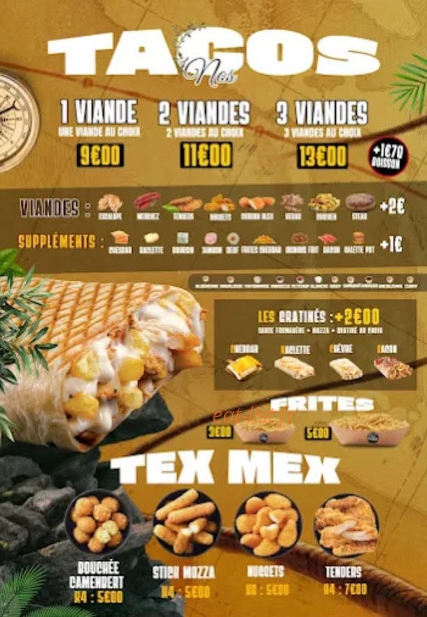 Carte et menu de Pizza Prestige à Montfort le Gesnois — Tacos
