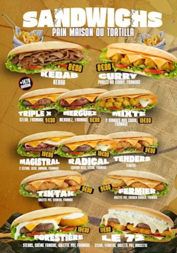 Carte et menu de Pizza Prestige à Montfort le Gesnois — Sandwiches