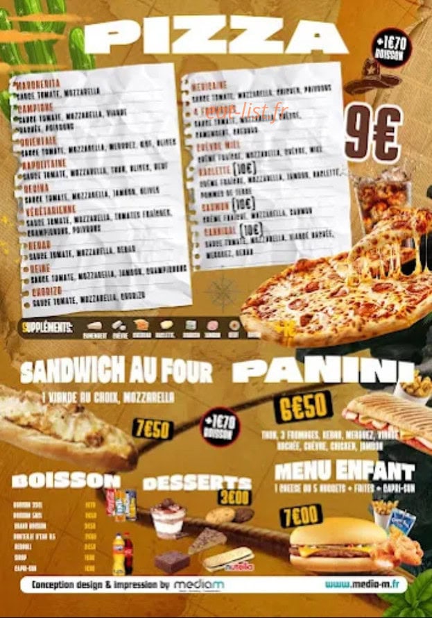 Carte et menu de Pizza Prestige à Montfort le Gesnois — Pizzas, paninis...