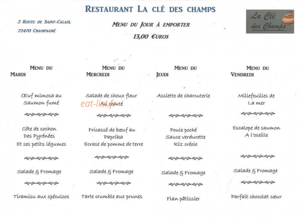 La Clé des Champs — carte page 1