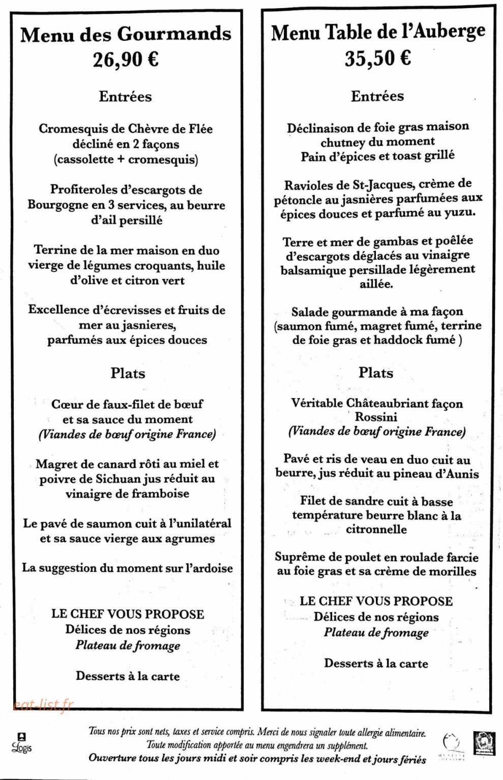 Auberge du cheval blanc — carte page 2