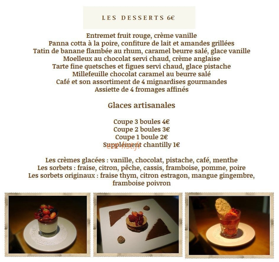Restaurant de l'îre — carte page 4