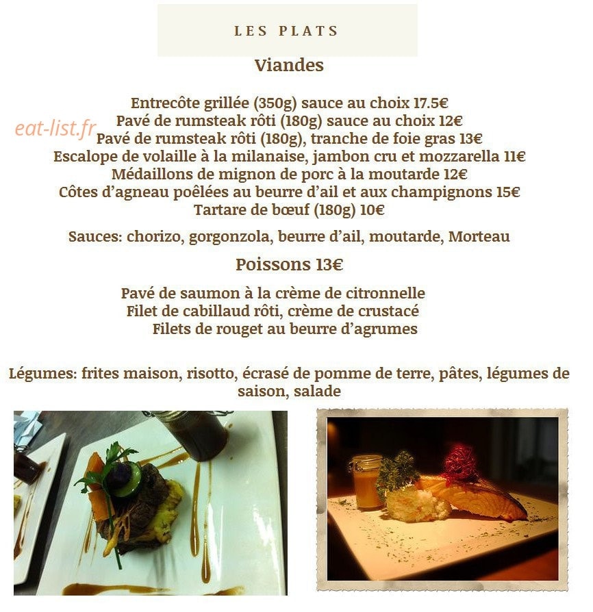 Restaurant de l'îre — carte page 2