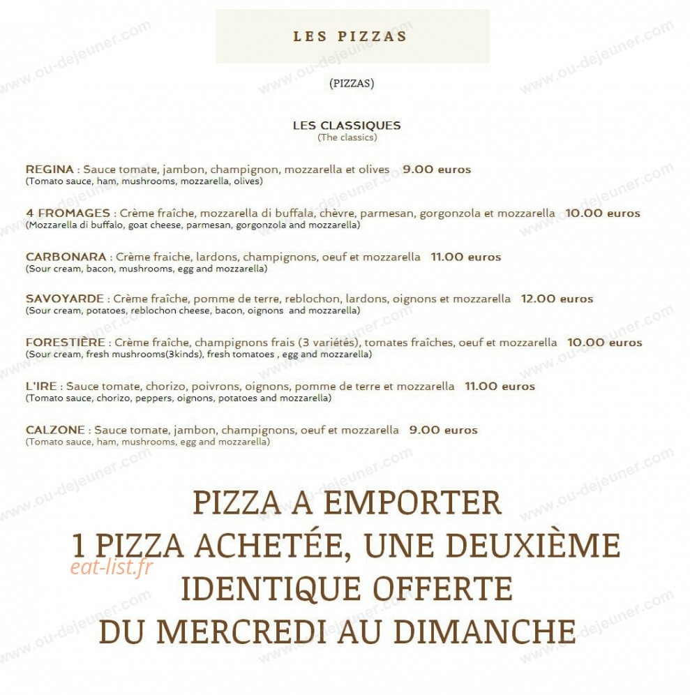 Restaurant de l'îre — carte page 5