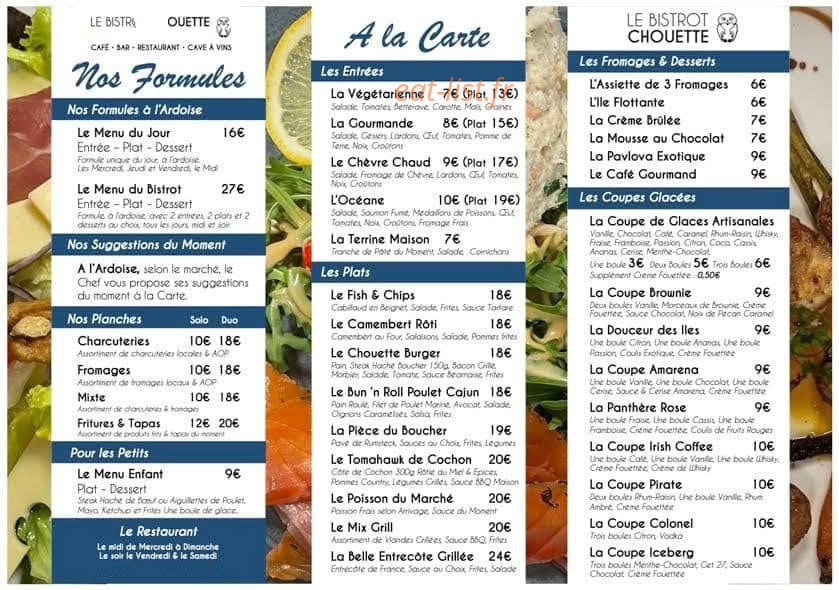 Le Bistrot Chouette — carte page 1