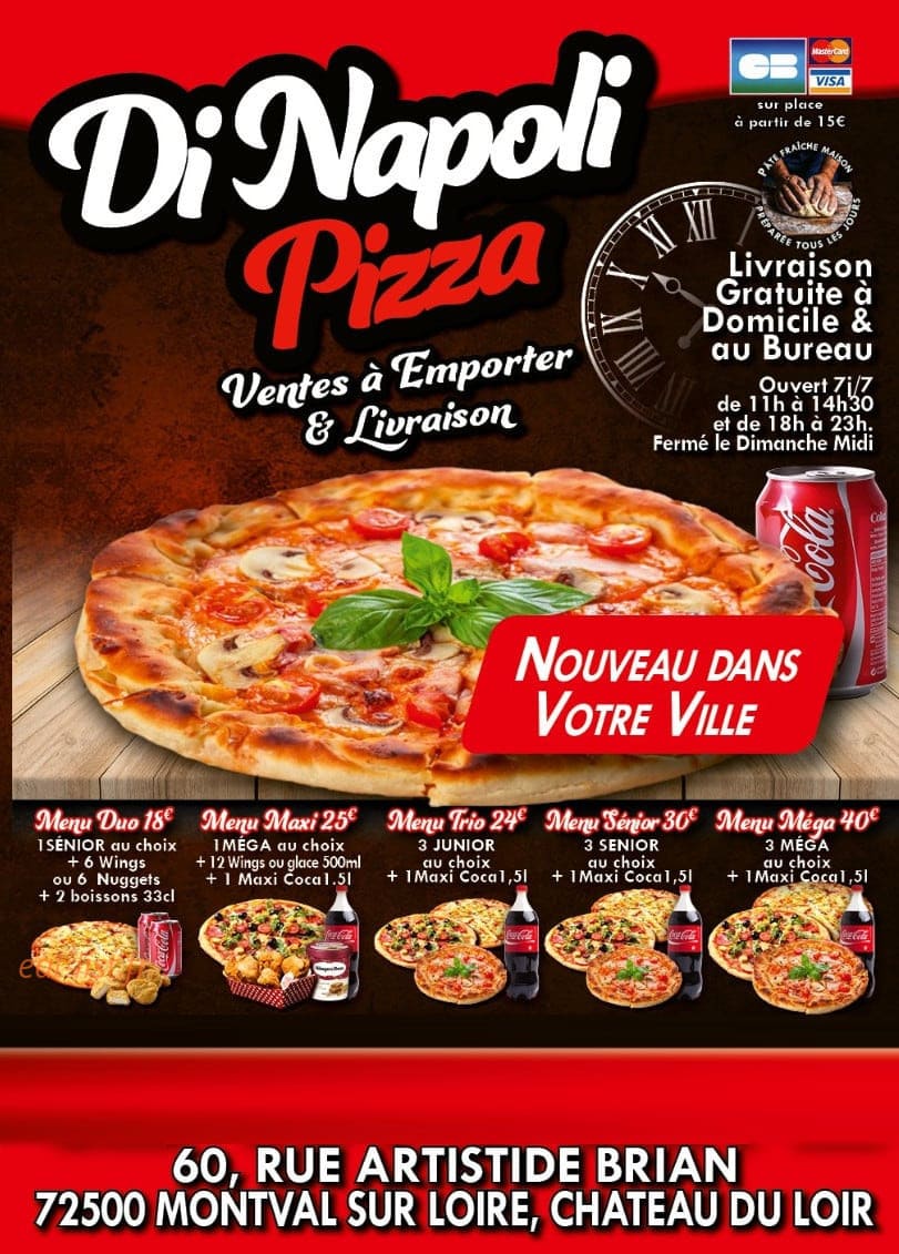 Carte et menu Di Napoli Pizza Montval-sur-Loir
