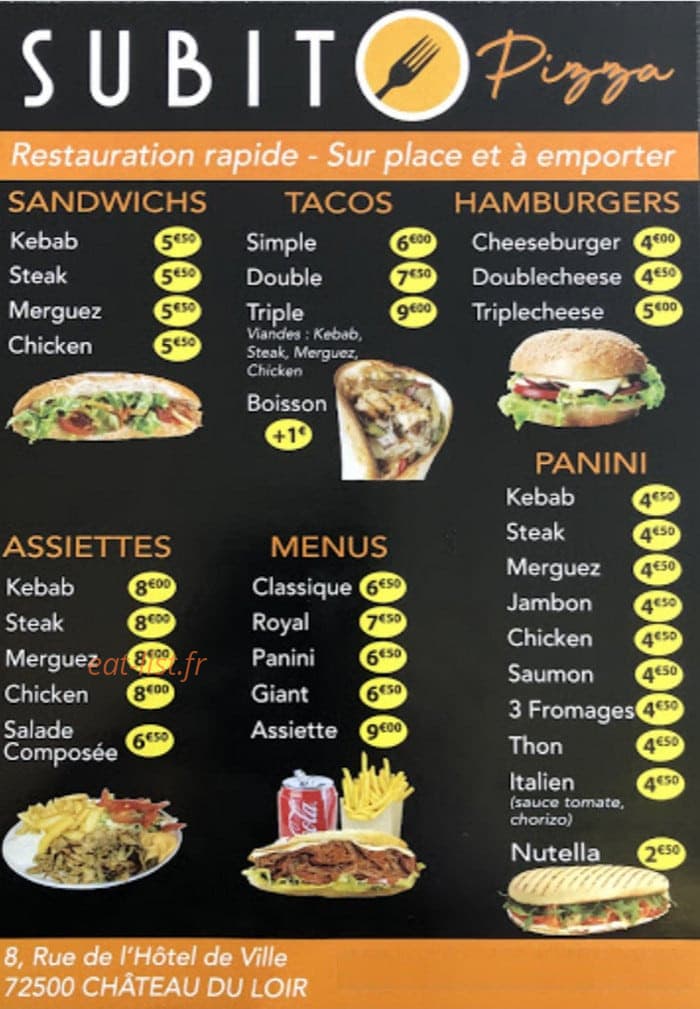 Subito Pizza — carte page 2