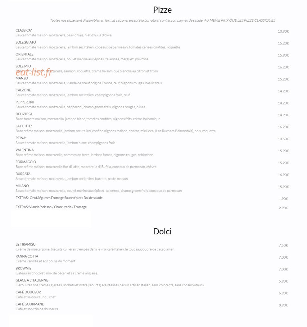 La Petite Ristorante — carte page 2